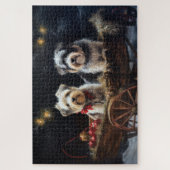 Biewer Terrier Snowy Sleigh Kerst Decor Legpuzzel (Verticaal)