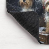 Biewer Terrier Snowy Sleigh Kerst Decor Muismat (Hoek)