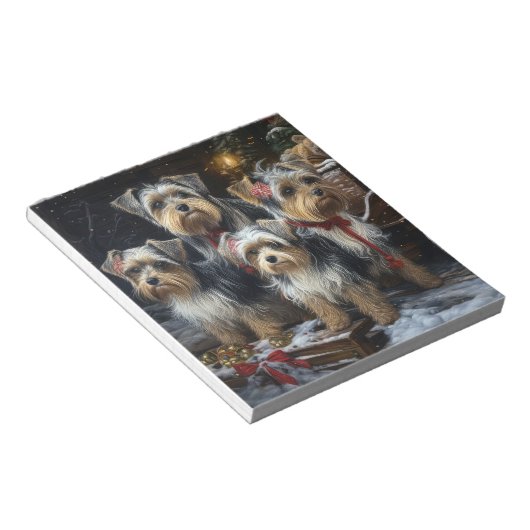 Biewer Terrier Snowy Sleigh Kerst Decor Notitieblok (Schuin)