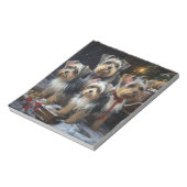 Biewer Terrier Snowy Sleigh Kerst Decor Notitieblok (Linkerzijde)