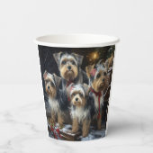 Biewer Terrier Snowy Sleigh Kerst Decor Papieren Bekers (Achterkant)
