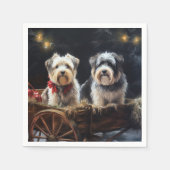 Biewer Terrier Snowy Sleigh Kerst Decor Servet (Voorkant)