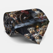 Biewer Terrier Snowy Sleigh Kerst Decor Stropdas (Opgerold)