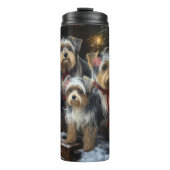 Biewer Terrier Snowy Sleigh Kerst Decor Thermosbeker (Voorkant)