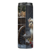 Biewer Terrier Snowy Sleigh Kerst Decor Thermosbeker (Achterkant)
