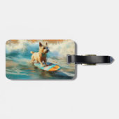 Biewer Terrier Strand Surfen Schilderen Bagagelabel (Achterkant horizontaal)