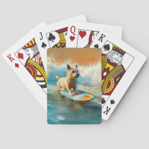 Biewer Terrier Strand Surfen Schilderen Pokerkaarten