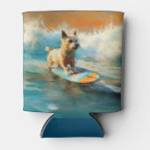 Biewer Terrier Strand Surfen Schilderij Blikjeskoeler (Voorkant)