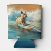 Biewer Terrier Strand Surfen Schilderij Blikjeskoeler (Achterkant)