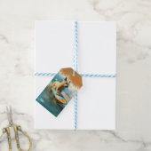 Biewer Terrier Strand Surfen Schilderij Cadeaulabel (Met Touw)