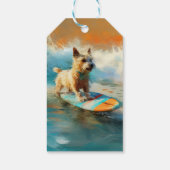 Biewer Terrier Strand Surfen Schilderij Cadeaulabel (Achterkant)
