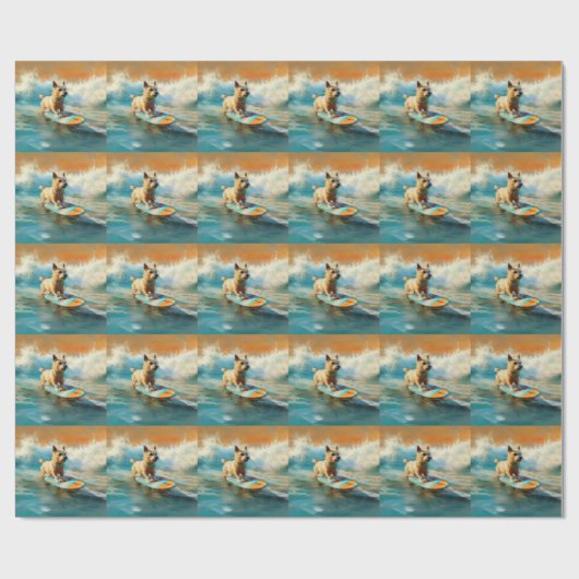 Biewer Terrier Strand Surfen Schilderij Cadeaupapier (Vlak)