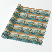 Biewer Terrier Strand Surfen Schilderij Cadeaupapier (Uitgerold)