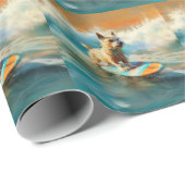 Biewer Terrier Strand Surfen Schilderij Cadeaupapier (Rol Hoek)