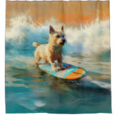Biewer Terrier Strand Surfen Schilderij Douchegordijn (Voorkant)