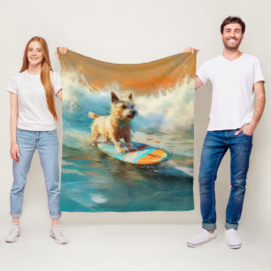 Biewer Terrier Strand Surfen Schilderij Fleece Deken
