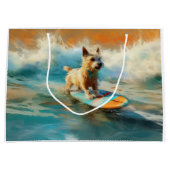 Biewer Terrier Strand Surfen Schilderij Groot Cadeauzakje (Voorkant)