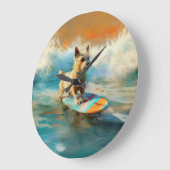 Biewer Terrier Strand Surfen Schilderij Grote Klok (Hoek)