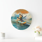 Biewer Terrier Strand Surfen Schilderij Grote Klok (Huis)