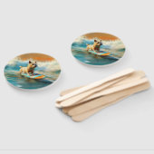 Biewer Terrier Strand Surfen Schilderij Handwaaier (Niet-gemonteerd)