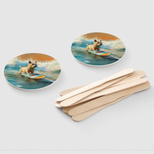 Biewer Terrier Strand Surfen Schilderij Handwaaier (Niet-gemonteerd)