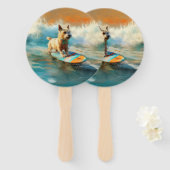 Biewer Terrier Strand Surfen Schilderij Handwaaier (Voorkant en achterkant)