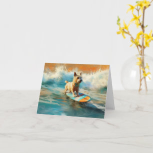 Biewer Terrier Strand Surfen Schilderij Kaart