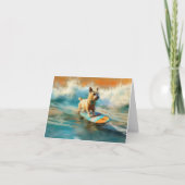 Biewer Terrier Strand Surfen Schilderij Kaart (Voorkant)