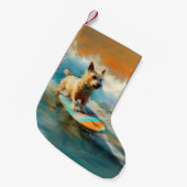 Biewer Terrier Strand Surfen Schilderij Kleine Kerstsok (Voorkant (Hangend))