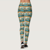 Biewer Terrier Strand Surfen Schilderij Leggings (Achterkant)