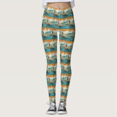 Biewer Terrier Strand Surfen Schilderij Leggings (Voorkant)