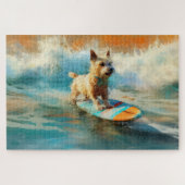 Biewer Terrier Strand Surfen Schilderij Legpuzzel (Horizontaal)