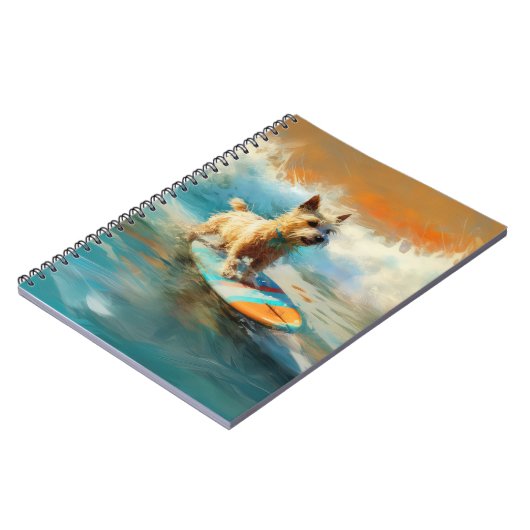 Biewer Terrier Strand Surfen Schilderij Notitieboek (Linkerzijde)