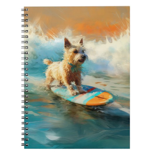 Biewer Terrier Strand Surfen Schilderij Notitieboek (Voorkant)