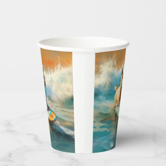 Biewer Terrier Strand Surfen Schilderij Papieren Bekers (Rechts)