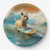 Biewer Terrier Strand Surfen Schilderij Papieren Bordje (Voorkant)