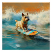 Biewer Terrier Strand Surfen Schilderij Perfect Poster (Voorkant)