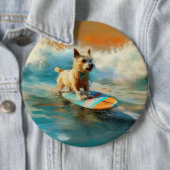 Biewer Terrier Strand Surfen Schilderij Ronde Button 6,0 Cm (In situ)