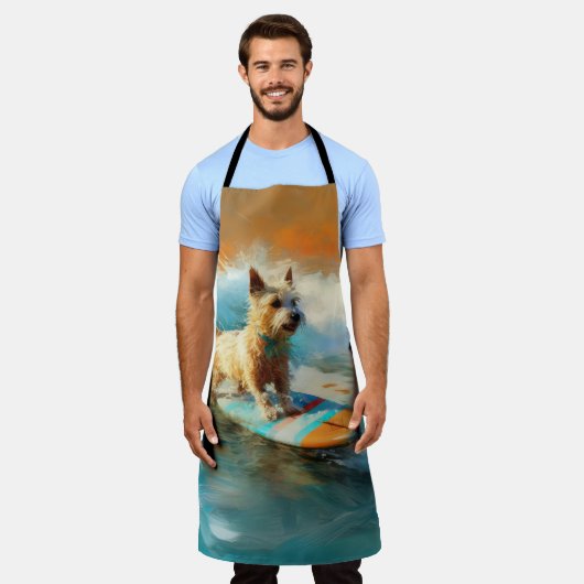 Biewer Terrier Strand Surfen Schilderij Schort (Gedragen)