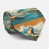Biewer Terrier Strand Surfen Schilderij Stropdas (Opgerold)