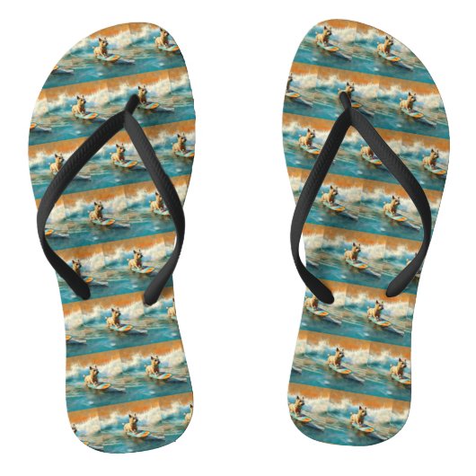 Biewer Terrier Strand Surfen Schilderij Teenslippers (Voetbed)