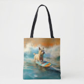 Biewer Terrier Strand Surfen Schilderij Tote Bag (Voorkant)