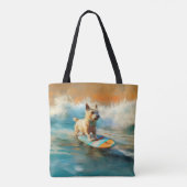 Biewer Terrier Strand Surfen Schilderij Tote Bag (Achterkant)
