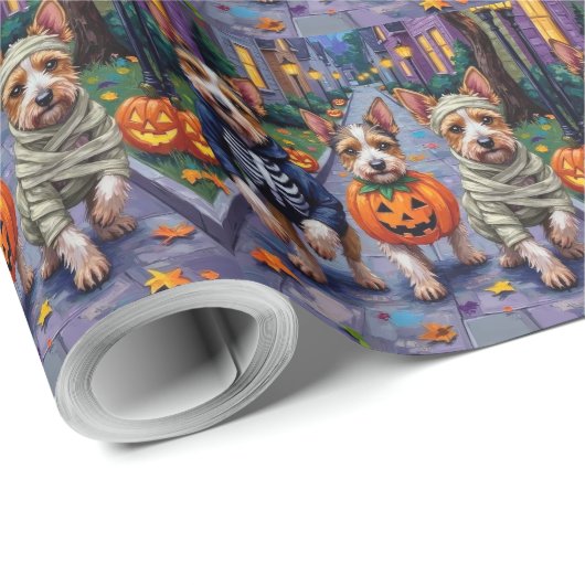 Biewer Terrier Trick-or-Treating Halloween kostuum Cadeaupapier (Rol Hoek)