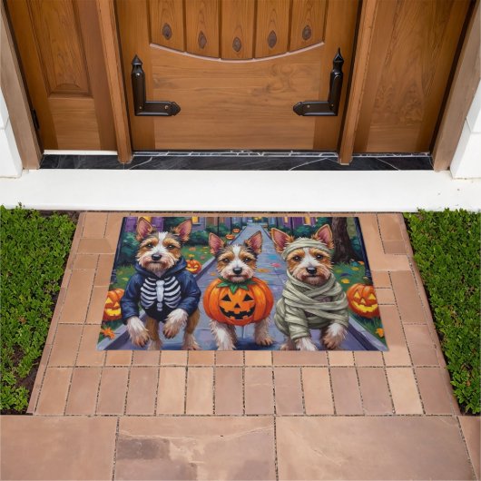 Biewer Terrier Trick-or-Treating Halloween kostuum Deurmat (Buiten)