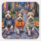 Biewer Terrier Trick-or-Treating Halloween kostuum Vierkante Sticker (Voorkant)