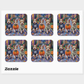 Biewer Terrier Trick-or-Treating Halloween kostuum Vierkante Sticker (Vel)