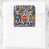 Biewer Terrier Trick-or-Treating Halloween kostuum Vierkante Sticker (Tas)