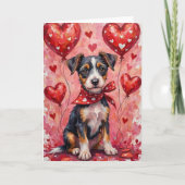 Biewer Terrier Valentine’s Day Dog with Hearts Red Kaart (Voorkant)