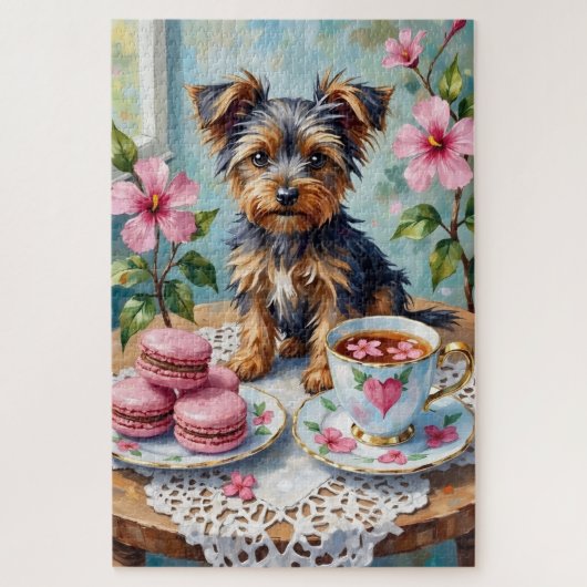 Biewer Terrier Valentine's Day Heart Tea Party Legpuzzel (Verticaal)